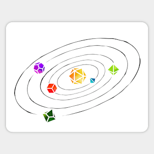 Dice orbits - rainbow & black - LGBTQ+ ttrpg dice Sticker